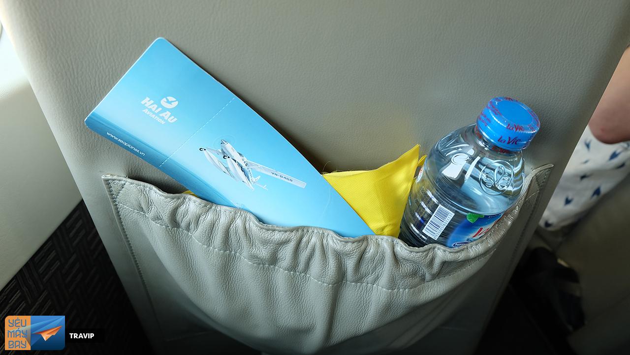 Drinking water for passengers is placed in the front seat bag
