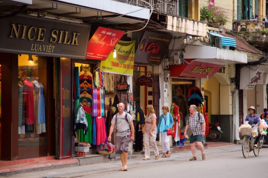 Hang Gai street Vietnam clothes shopping hanoi