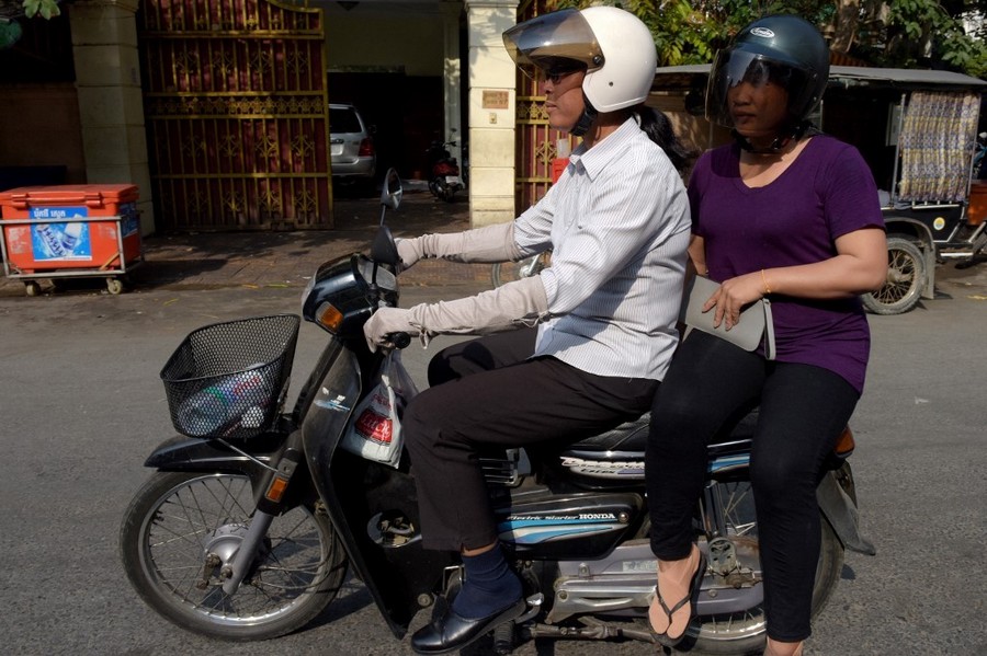 Riding a moto in Cambodia