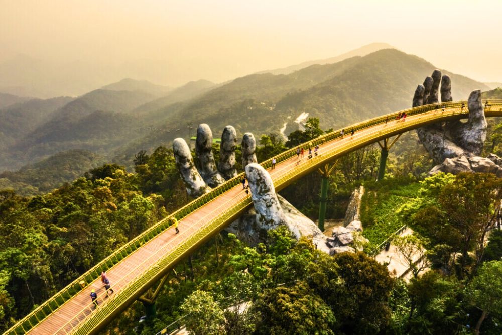 An iconic view from the Golden Bridge, Da Nang