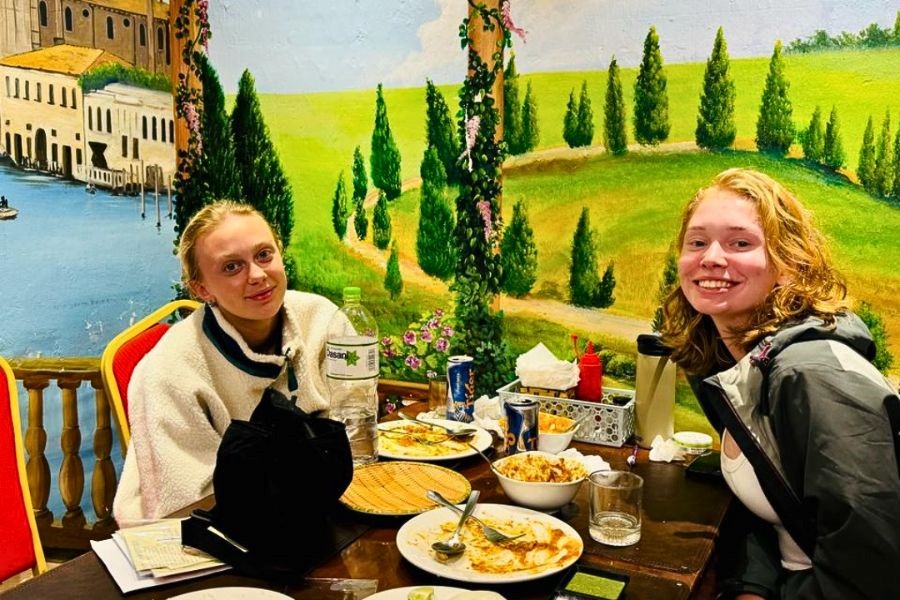 A cheerful dining moment at RK Spice Indian Restaurant