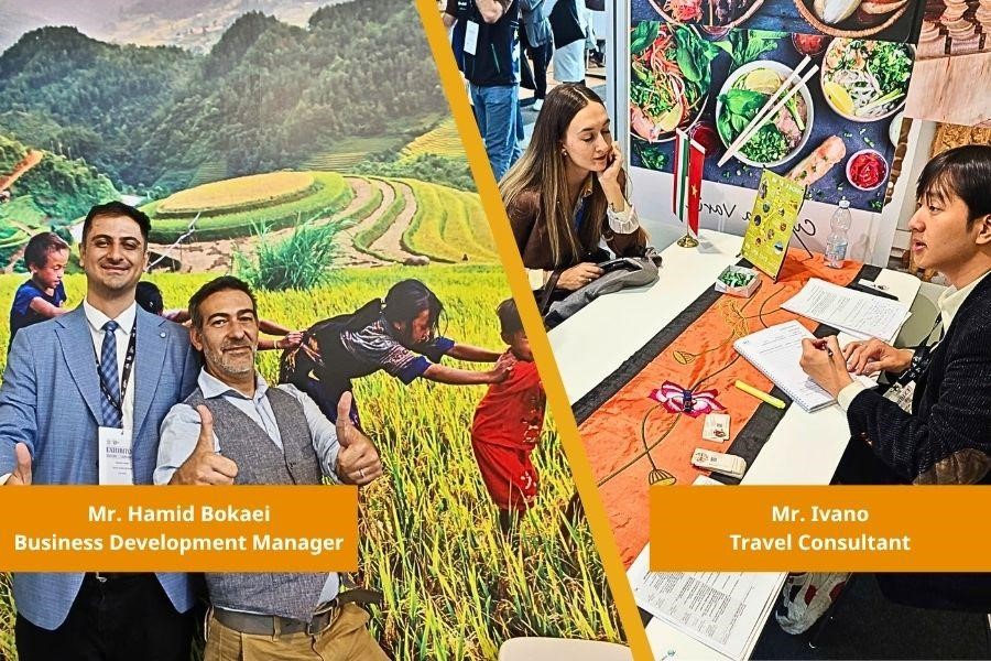 Mr. Hamid Bokaei (left) and Mr. Ivano representing Eviva at TTG 2025 with great enthusiasm