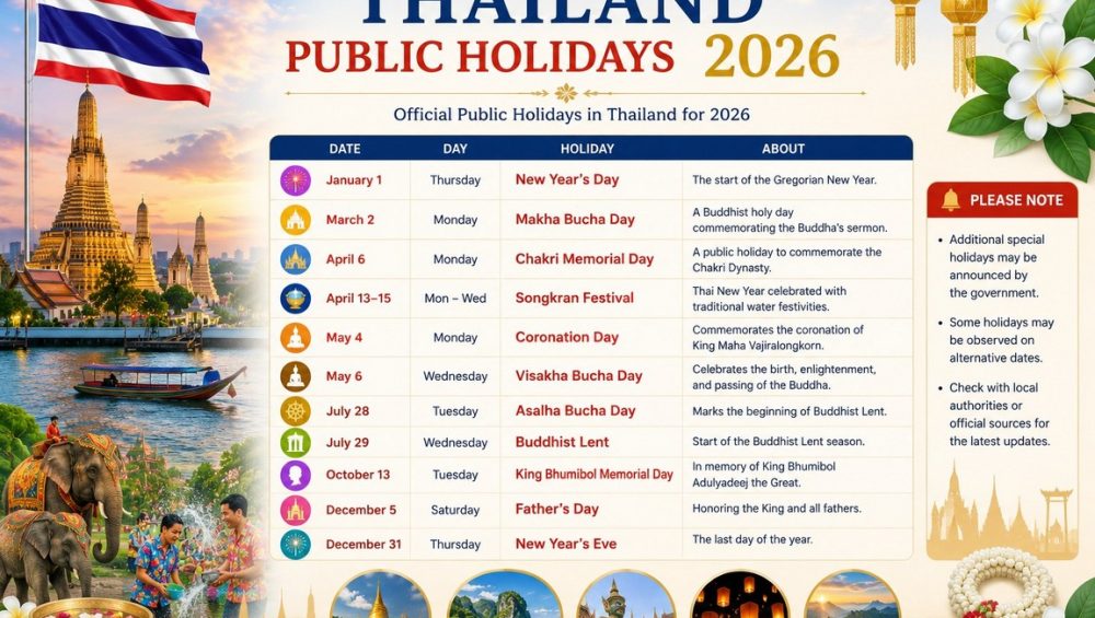 Thailand Public Holidays 2026