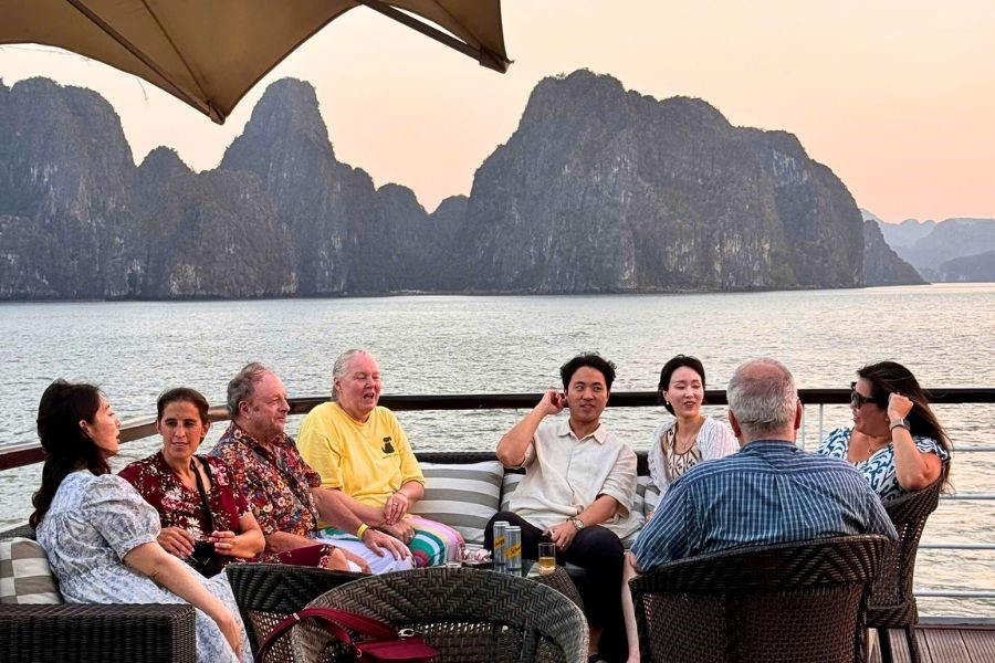 Sharing quiet moments of reflection and relaxation together at Ha Long Bay