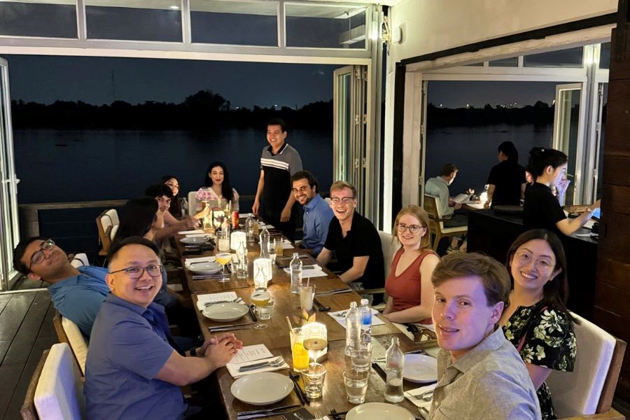 Enjoying dinner on board of Ha Long Bay.