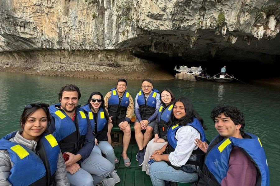 Visiting Ha Long limestone cave